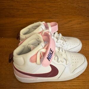 Nike Kids White and Pink High-Top Sneakers